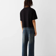Eizaro super baggy jeans styled with black tee - streetwear look for men India
