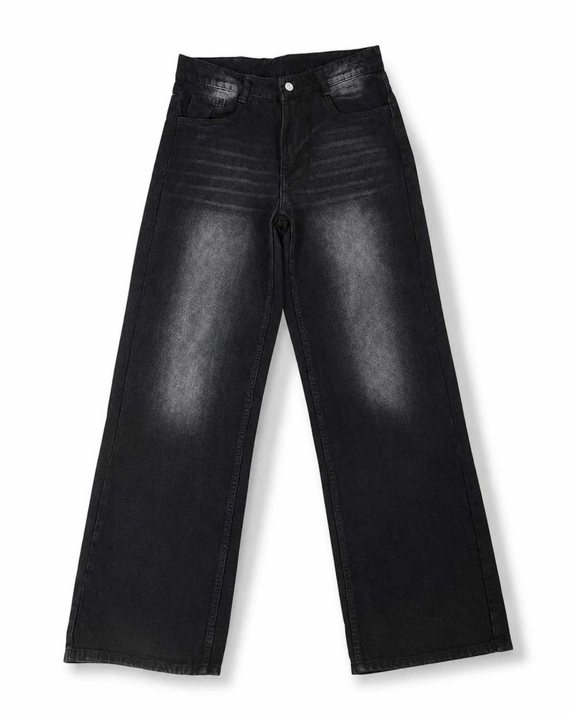 Eizaro Black Baggy Fit Loose Jeans Men Back Angle Street Style Casual India