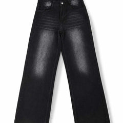 Eizaro Black Baggy Fit Loose Jeans Men Back Angle Street Style Casual India