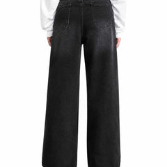 Eizaro Black Baggy Fit Loose Jeans Men Side Angle Wide Leg Pure Denim India