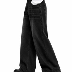 Eizaro Black Baggy Fit Loose Jeans Men Side View 41 Inch Pure Denim India