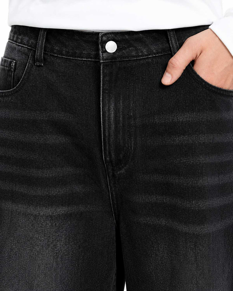 Eizaro Black Baggy Fit Loose Jeans Men Waist Pocket Detail Pure Denim India