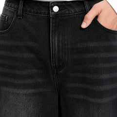 Eizaro Black Baggy Fit Loose Jeans Men Waist Pocket Detail Pure Denim India