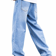 Eizaro Ice Blue Baggy Loose Fit Jeans Men Dynamic Pose Street Style Pure Denim India