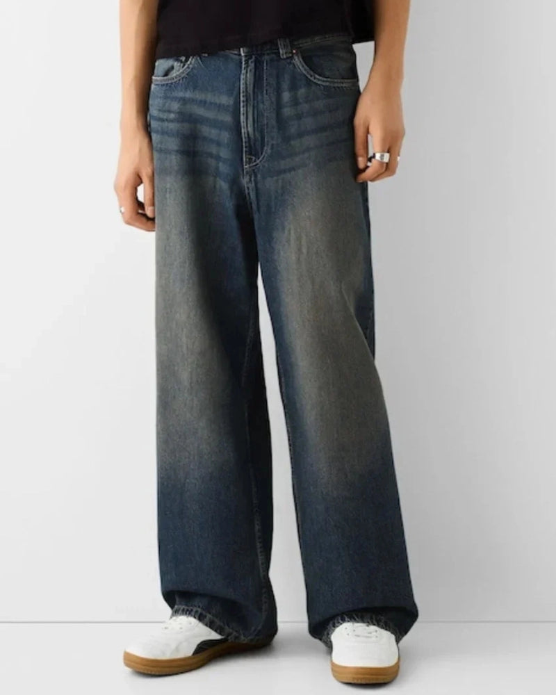 Eizaro men's super baggy jeans in dark blue