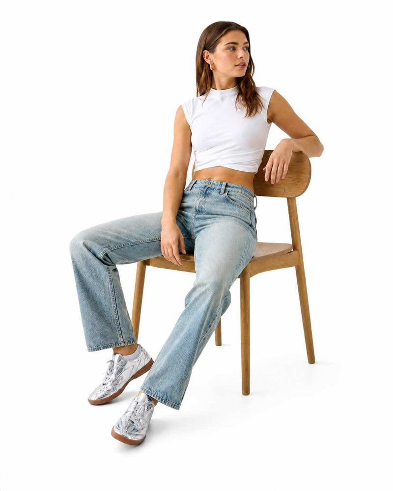 Eizaro Light Blue High Rise Straight Jeans Street Style Casual Women India