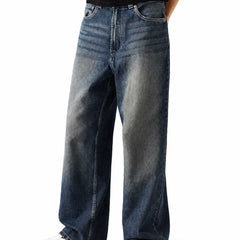 Eizaro Dark Blue Super Baggy Jeans Men Front View 100% Pure Denim India