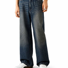 Eizaro Dark Blue Super Baggy Jeans Men Side View Relaxed Fit Pure Denim India