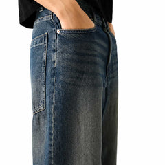 Eizaro Dark Blue Super Baggy Jeans Men Waist Pocket Detail Pure Denim India