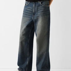 Side view of Eizaro super baggy wide leg denim jeans for men