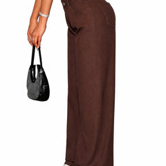 Eizaro Dark Brown Wide Leg Jeans Lifestyle Pose Casual Chic Women Pure Denim India